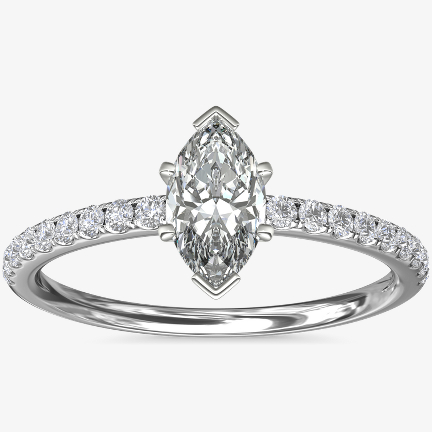 欖尖形鑽石訂婚戒指